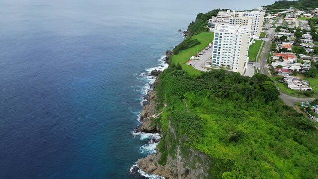 Scenic View Of Oka Point On The Tropical Island in Guam. aerial
