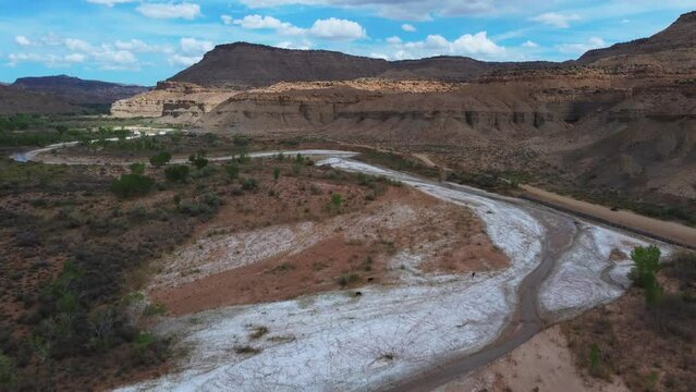 Panoramic Landscape Of Paria River In Southern Utah, USA. Aerial Shot