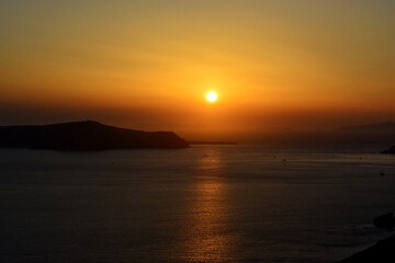 Coucher de soleil en été, Fira, Santorin, Grèce, Europe