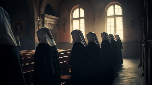 Nuns in the convent. Generative Ai