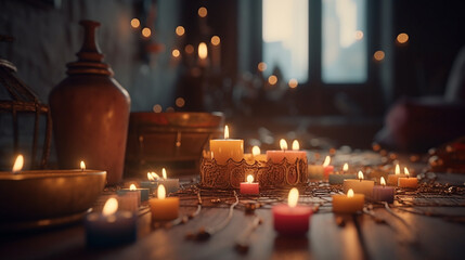 Burning candles. Generative Ai