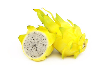 Yellow dragon fruits or pitaya isolated on white