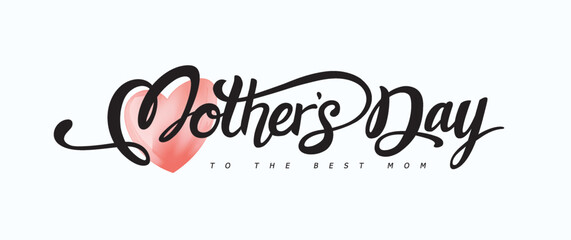 Happy Mother's Day Calligraphy abstract art background vector. Luxury minimal style wallpaper with golden line art flower and botanical leaves, watercolor. Vector background for banner, poster.