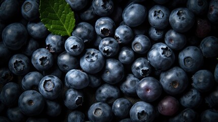 lots of blueberries at the market, top view, generative ai