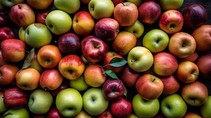 lots of apples, top view, generative AI