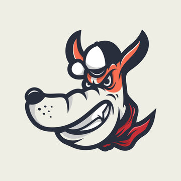 Logo mascot angry dog with hat