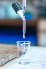 Laboratory glassware for chemical analysis, science laboratory research and development concept.