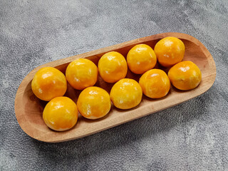 Nastar, Nastar Cookies or Pineapple tarts are small, bite-size tart filled with pineapple jam. Indonesian cookies popular during Eid Mubarak.