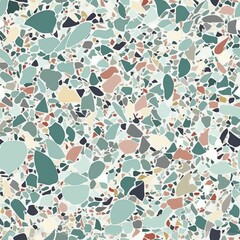 Venetian-style Terrazzo flooring texture in cool colors as a seamless pattern. AI generation.