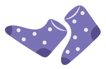 Foto op Canvas Concept Sleep icons socks. This illustration is a flat, vector, cartoon sleep icon featuring a pair of cozy socks. Vector illustration. © Andrey