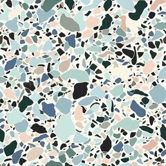 Venetian-style Terrazzo flooring texture in cool colors as a seamless pattern. AI generation.