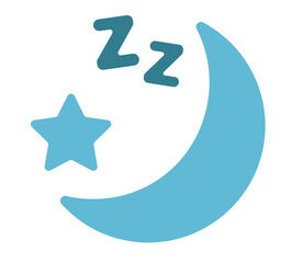 Concept Sleep icons moon star zzz. This illustration is a flat, vector cartoon design featuring sleep-related icons. Vector illustration.