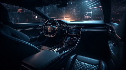 Obraz na płótnie Canvas Modern luxury car interior details. Generative Ai