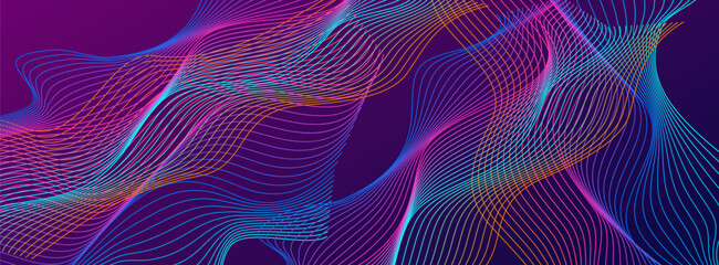 Colorful Blend Background Violet Vector. Creative Cover. Gradient Soundwave Knot. Modern Ribbon Banner. Iridescent Energy.