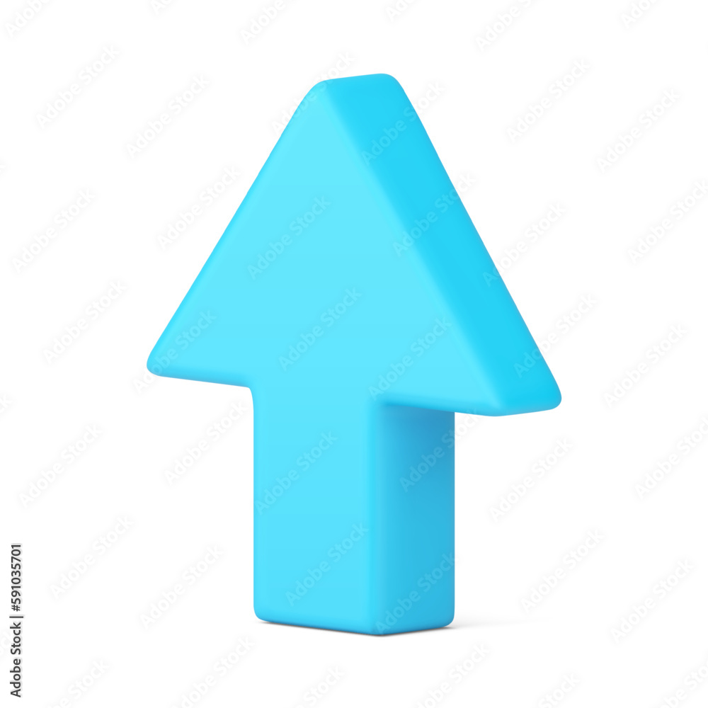 Poster blue arrow up increase progress direction cursor blue pointer isometric 3d icon realistic vector