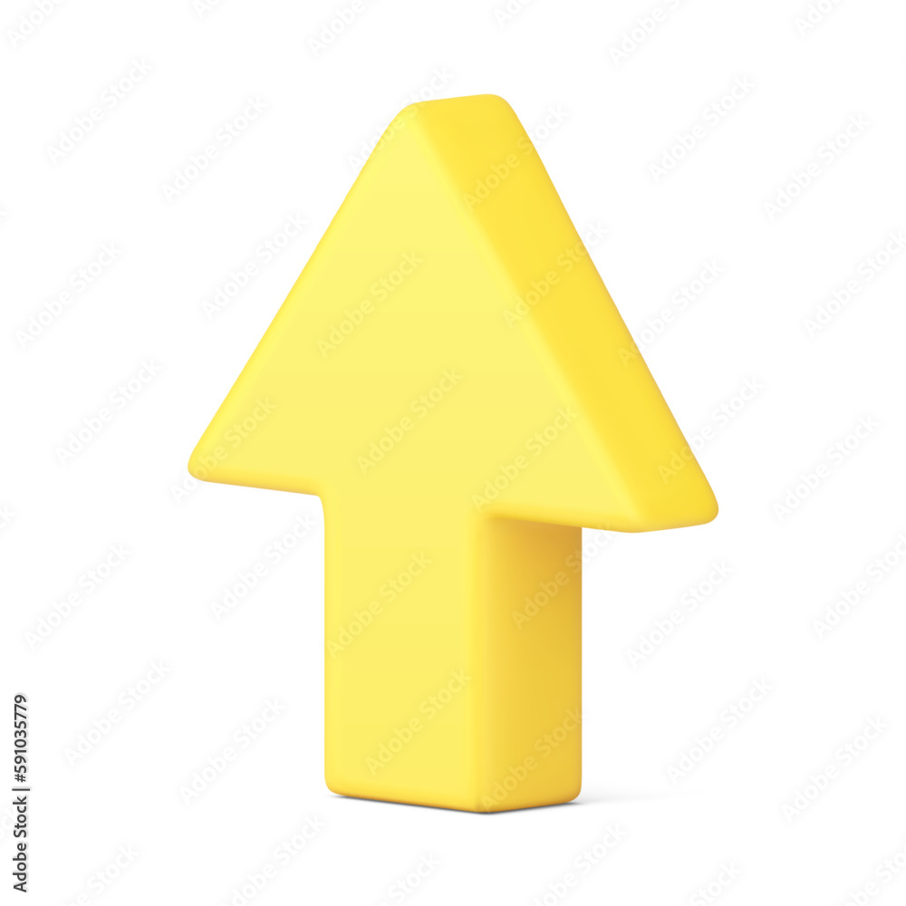Poster up arrow directional navigation pointer upward cursor isometric badge 3d icon realistic vector