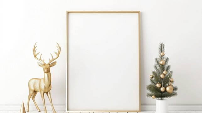 Christmas Interior Design Background. Stylish Frame Mockup. Generative AI.