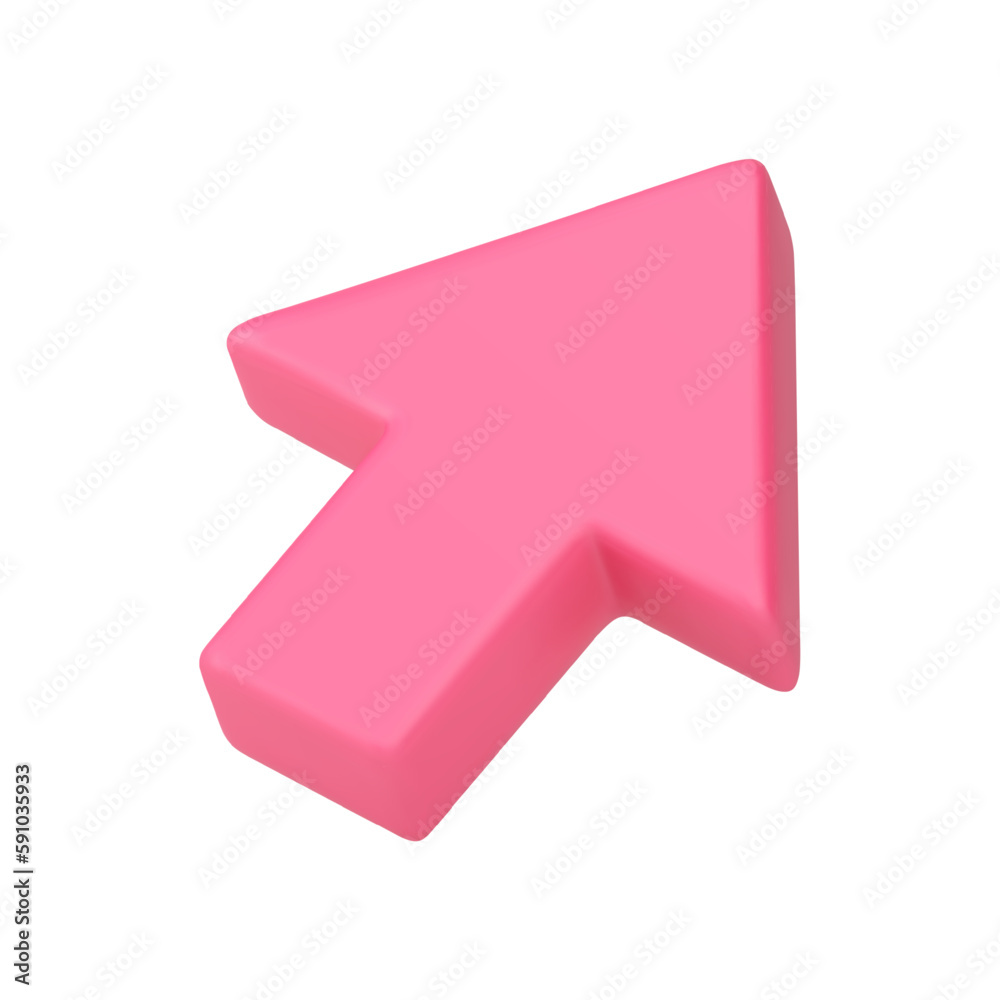 Poster arrow upward right direction pointer diagonal cyberspace interface marker 3d icon realistic vector