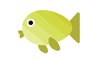 Concept Underwater fishes green gradient fish. This illustration is a flat, web-ready concept art in the form of a vector cartoon showing an underwater scene with fish. Vector illustration.