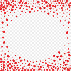 Red Confetti Background Transparent Vector. Falling Pattern Heart. Tender Day Texture. Fond Confetti Greeting Backdrop. Violet Anniversary Illustration.