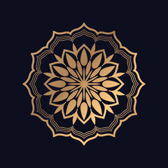 Beautiful Mandala gold in black background vector image