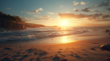 Beautiful sunrise over the sea. Generative Ai