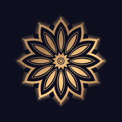 Gold gradient of mandala art on black isolated background Design.