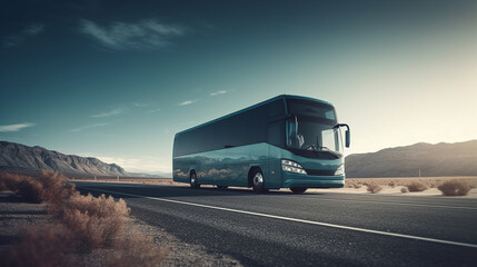 Obraz na płótnie Canvas Bus on the road. Generative Ai