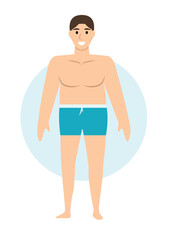 Concept Male body types man. The illustration features a cartoon-style male character in a flat, vector design. Vector illustration.