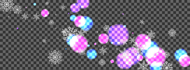 Silver Flake Background Transparent Vector. Blur Sky Illustration. Pink Glitz. Bright Snowfall December. Elegant Frame.