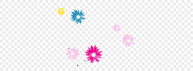 Obraz na płótnie Canvas Purple Leaf Background Transparent Vector. Flowers Repeat Illustration. Violet Petal Small. Light Tile. Fashion Colorful Gerbera.