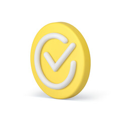 Done checkmark circle badge confirmation button success acceptance isometric 3d icon vector