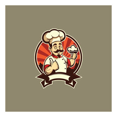 Chef gave a thumbs up. Vector logo illustration. cartoon
