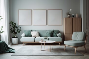 Fototapeta na wymiar Nordic Elegance: Beautifully Designed Interiors with a Hint of Color