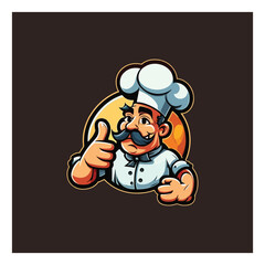 Chef gave a thumbs up. Vector logo illustration. cartoon