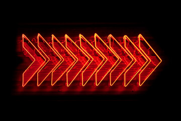 Red arrows pointing right - Neon light - Powered by Adobe