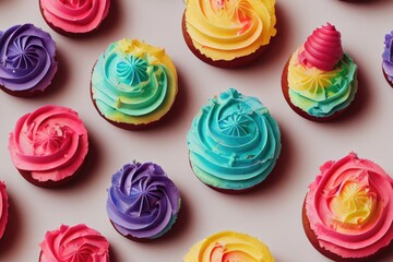 Cupcakes, Cupcake, Cup Cakes, Cupcakes, Birthday, Frosted, Sprinkles, Colorful Seamless Repeating Repeatable Texture Pattern Tiled Tessellation Background Image