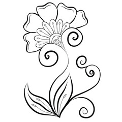 Free Vector line art and hand drawing flower art black and white flat design simple flower