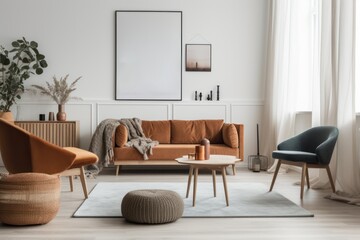 Modern Home Interiors: Contemporary White Wall with Blank Frame