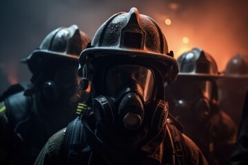 US Firefighters in Action, Close Up, Generative AI
