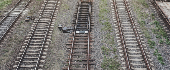 Fototapeta premium Industrial landscape with railroad.