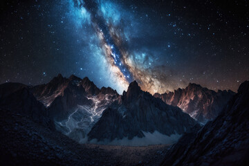 Naklejka na ściany i meble Galaxy view from the mountains - generative ai