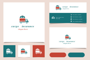 Cargo insurance logo design with editable slogan. Branding book and business card template.