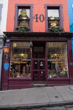 Harry Potter shop on Victoria Street in Edinburgh city centre. Often considered as J.K. Rowling's inspiration for Diagon Alley in the Harry Potter book series