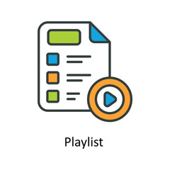 Fototapeta premium Playlist Vector Fill outline Icons. Simple stock illustration stock