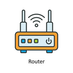 Router Vector Fill outline Icons. Simple stock illustration stock