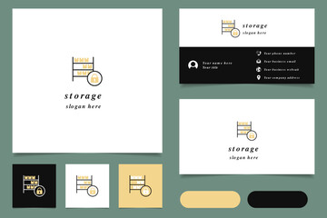 Storage logo design with editable slogan. Branding book and business card template.