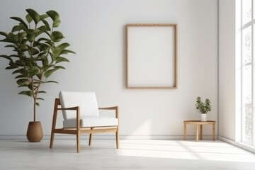 Minimalist Zen: A Chair and Blank Frame Design in a Serene Setting