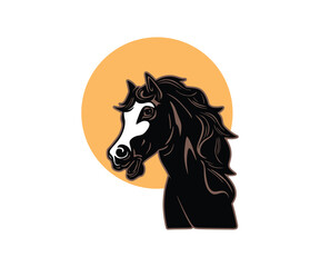 Fototapeta na wymiar elegant long hair horse logo, silhouette of strong horse vector illustrations