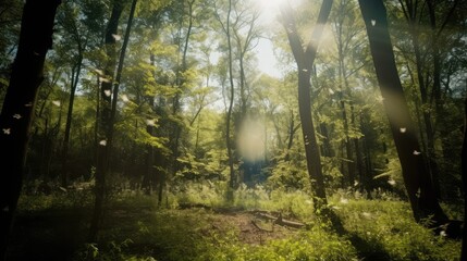  A beautiful forrest in beautiful light. Generative AI image